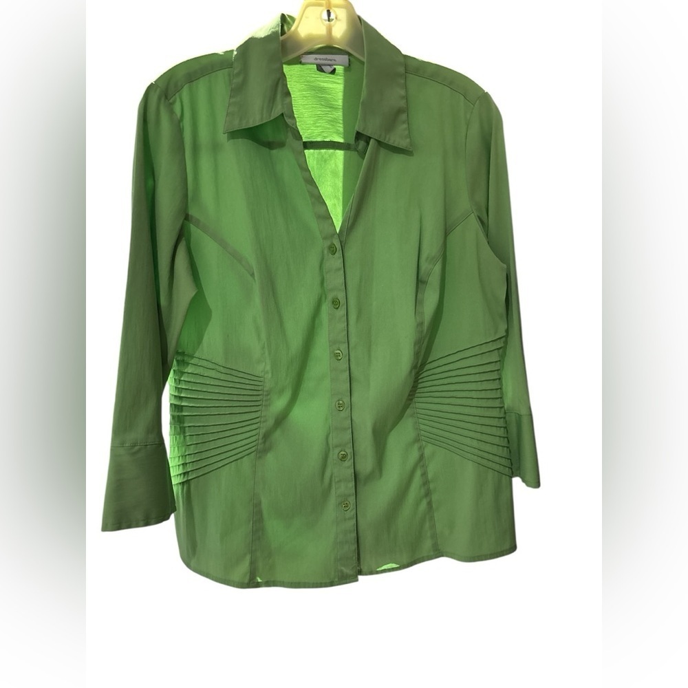 dressbarn Vibrant Green Button-Down Shirt